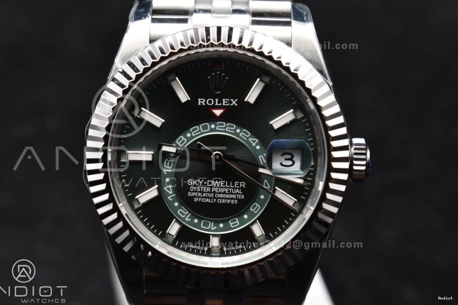 A2824 904L Jubilee SS Bracelet on Dial 326934 Best ZF 1:1 Green SS Edition Sky-Dweller 1107